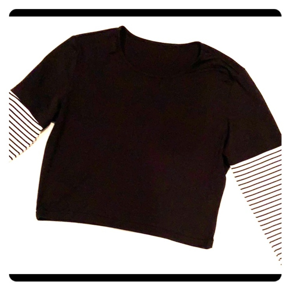 black long sleeve shirt with stripes